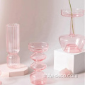 vase de fleurs en verre en cristal rose